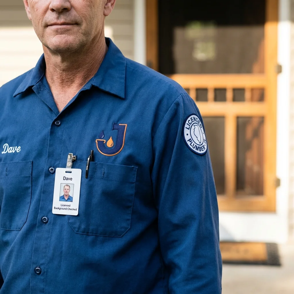 Licensed plumber showing ID badge in Elizabeth, NJ