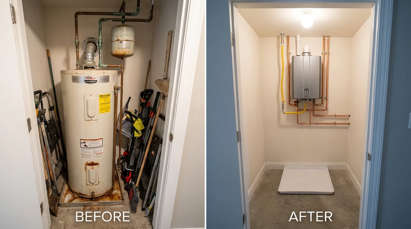 Tank water heater versus wall-mounted tankless unit comparison for Elizabeth, NJ homeowners